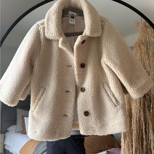 Hanna Anderson Kids Cream Sherpa Coat - size 3t